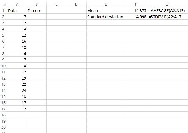 Calculando a pontuação Z no Excel