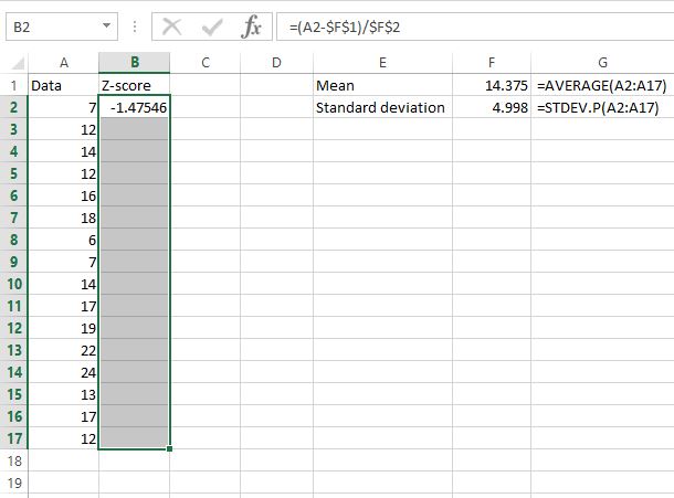 Pontuações Z no Excel